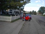 Going riding with Jesse - taking the bikes to school - not sure which of us though it was cooler ;-)